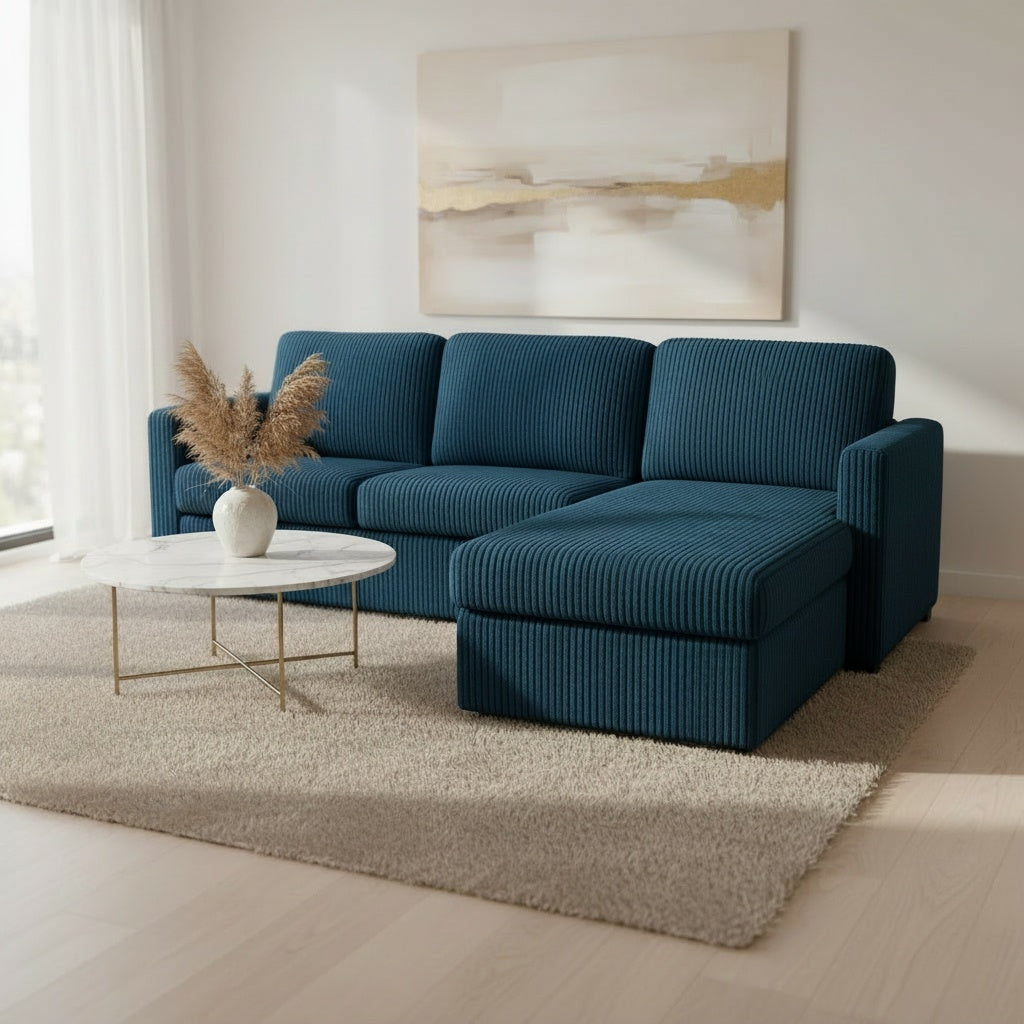 Colțar extensibil Modena 3 locuri cu saltea 120×190 cm, reversibil stânga/dreapta (C2+M)
