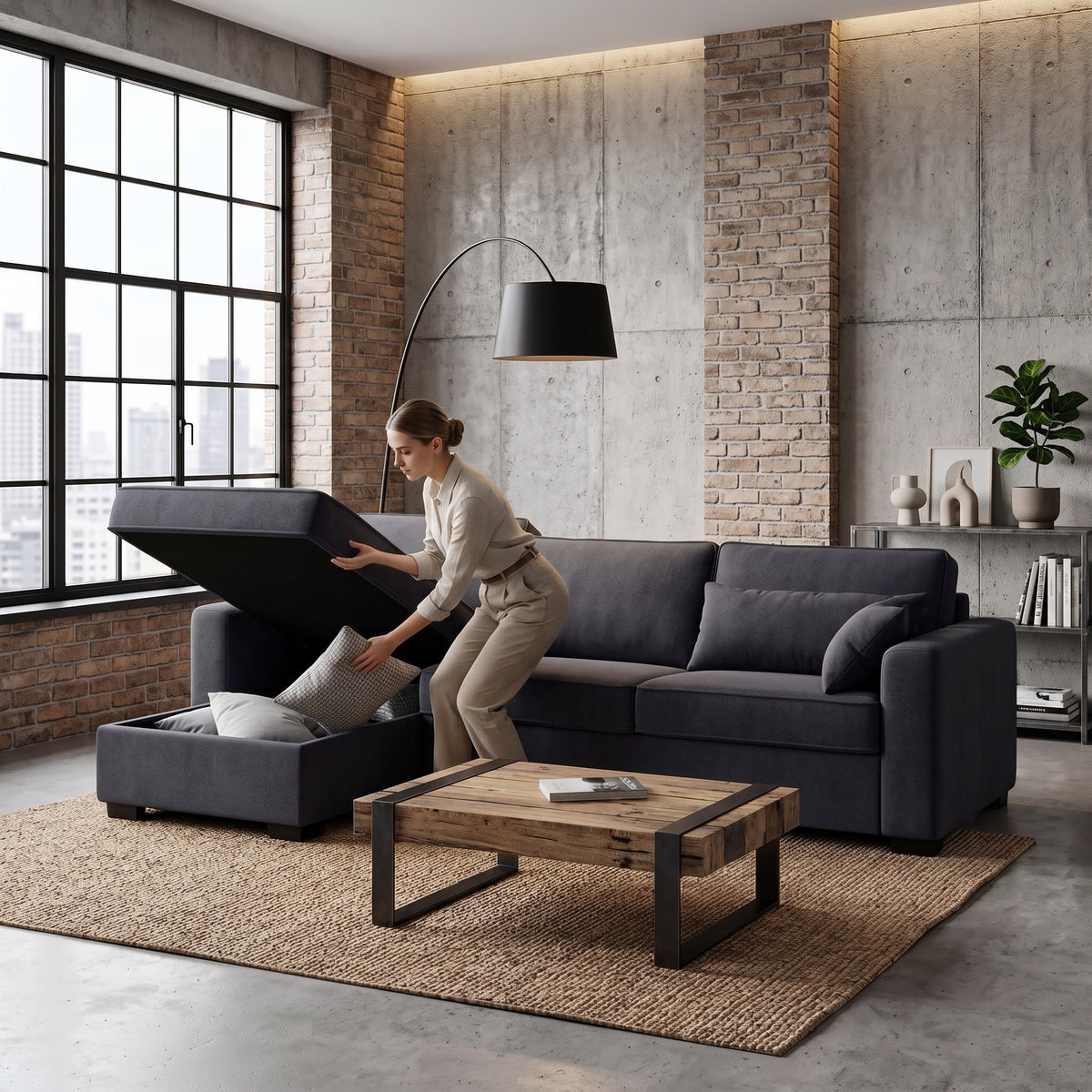 Colțar extensibil MONDOVI 5 locuri cu saltea 160×190 cm, reversibil stânga/dreapta (C4+M)
