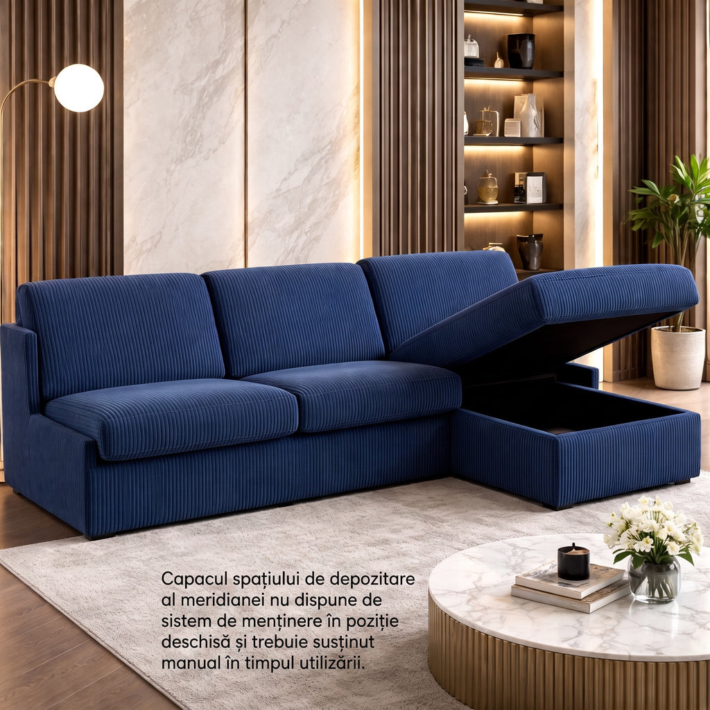 Colțar extensibil Modena 3 locuri cu saltea 120×190 cm, reversibil stânga/dreapta (C2+M)
