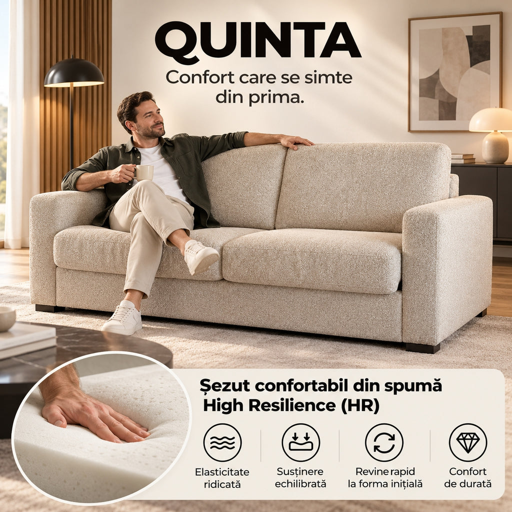Canapea extensibilă QUINTA C4, șezut din spumă High Resilience (HR)