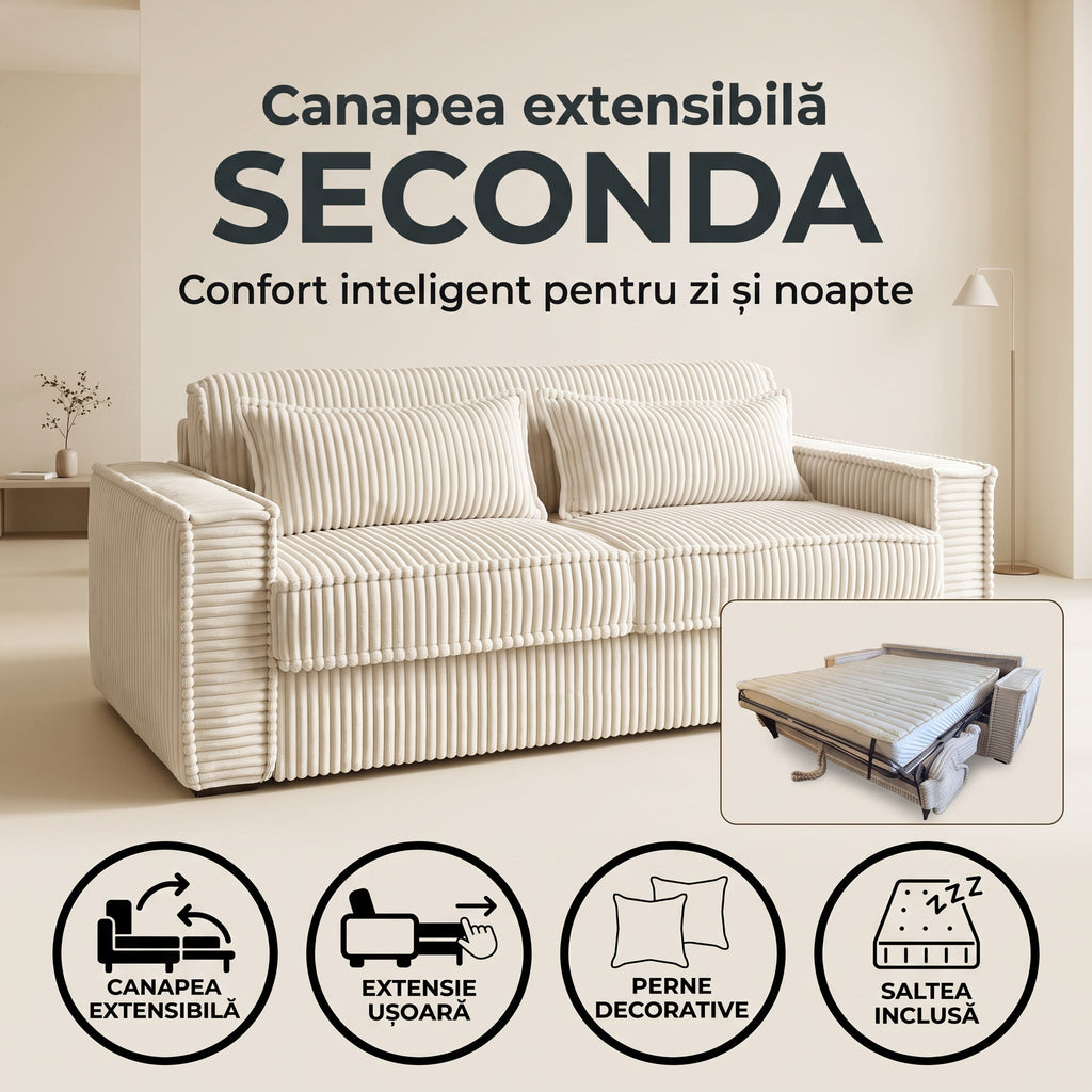 Canapea extensibilă SECONDA confort pentru zi și noapte