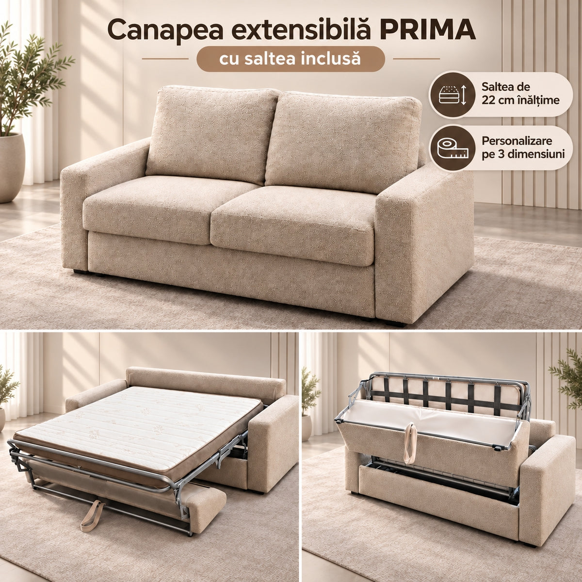 Canapea extensibilă PRIMA C3 colaj