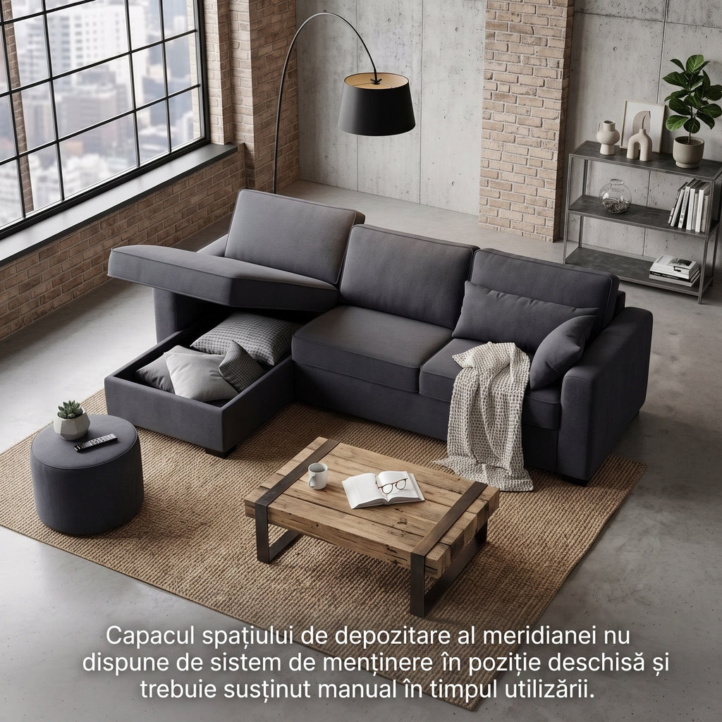 Colțar extensibil MONDOVI 5 locuri cu saltea 160×190 cm, reversibil stânga/dreapta (C4+M)