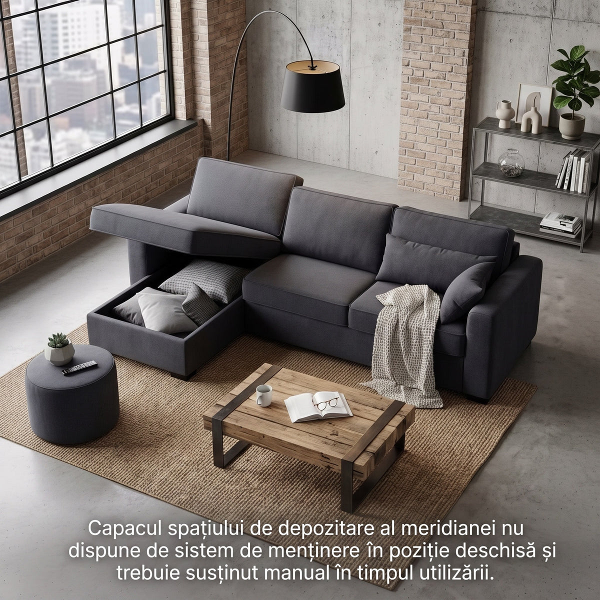 Colțar extensibil MONDOVI 5 locuri cu saltea 160×190 cm, reversibil stânga/dreapta (C4+M)