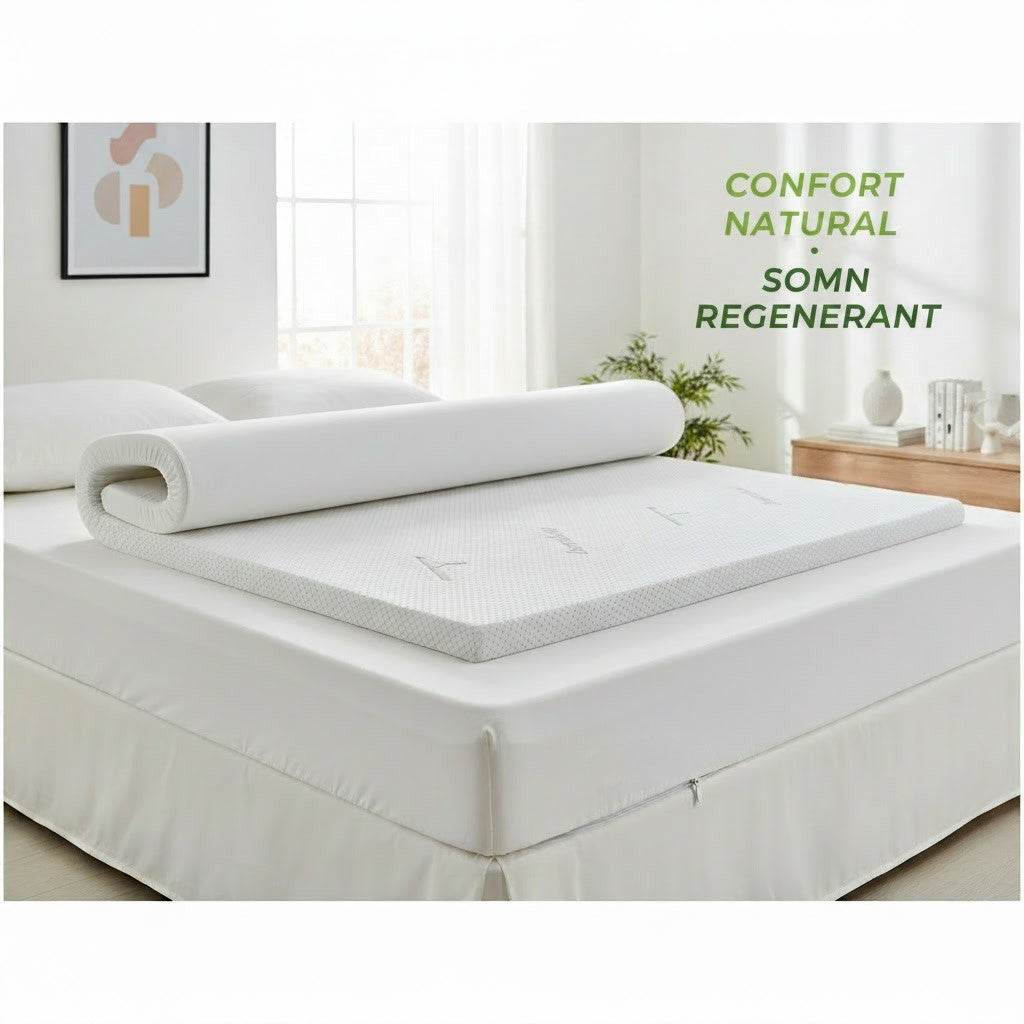 Topper Confort 5 cm cu Husă Detașabilă Bio Bamboo