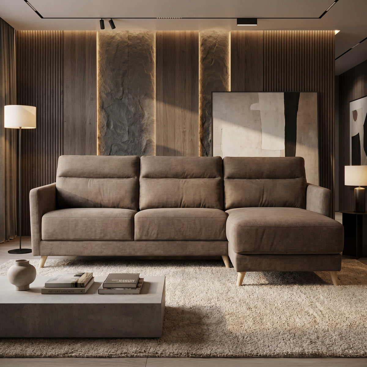 Colțar extensibil PAOLA 5 locuri cu saltea 160×190 cm, reversibil stânga/dreapta (C4+M)