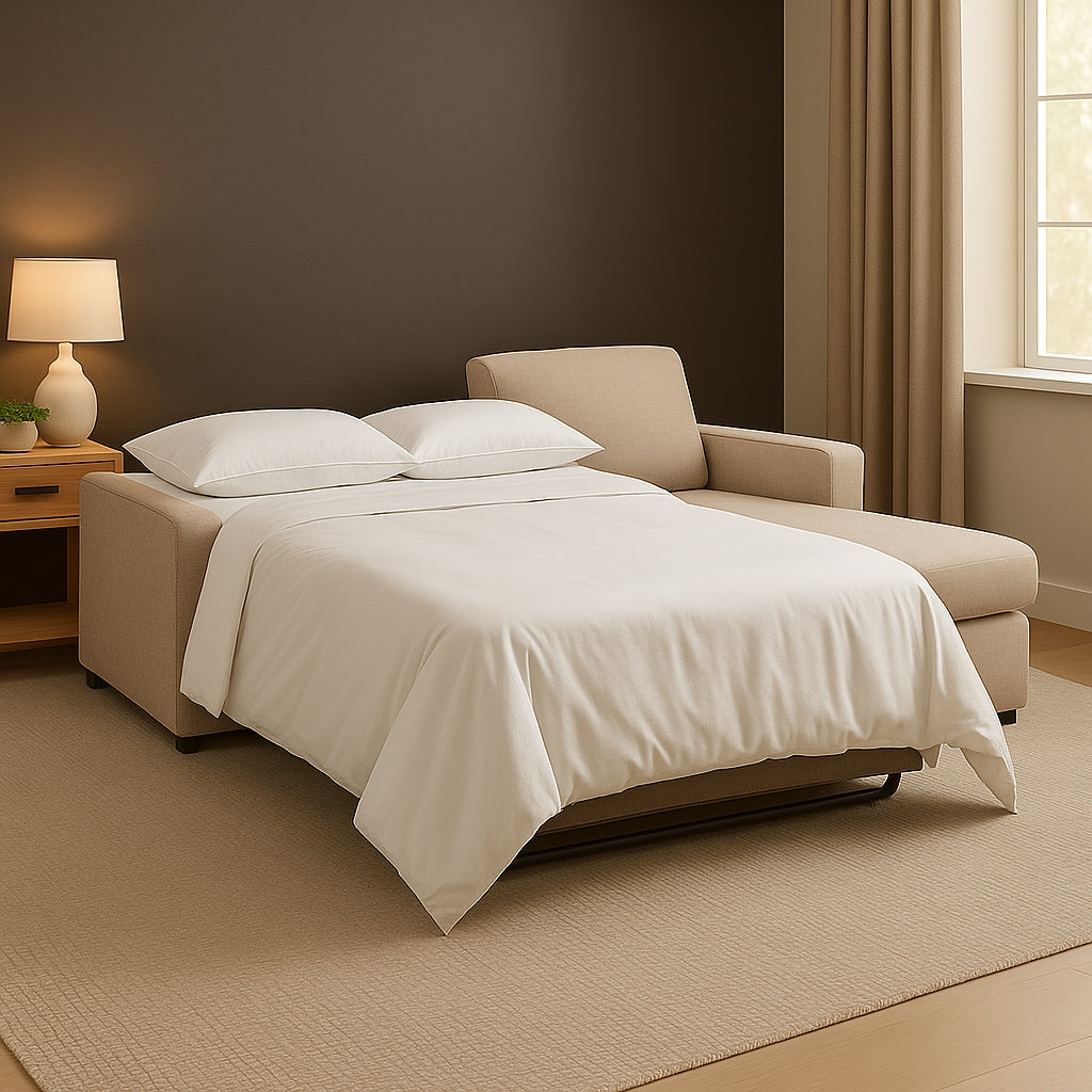 Colțar extensibil Modena 4 locuri cu saltea 140×190 cm, reversibil stânga/dreapta (C3+M)