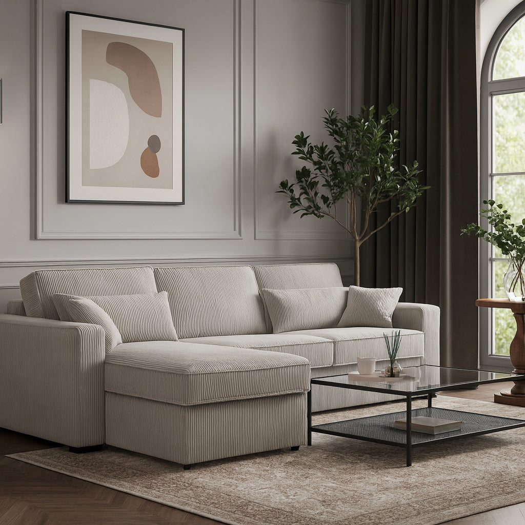 Colțar extensibil MONDOVI 4 locuri cu saltea 140×190 cm, reversibil stânga/dreapta (C3+M)