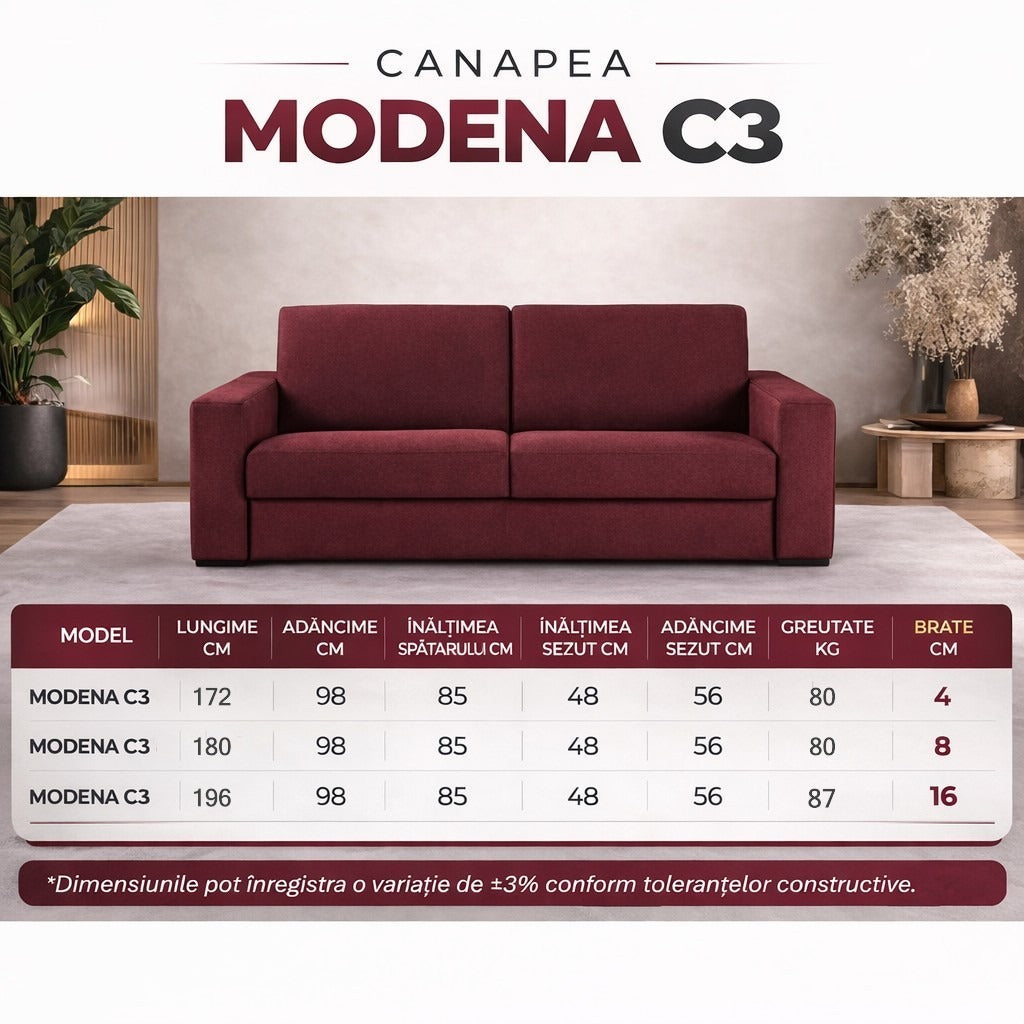 Canapea extensibila MODENA C3, cu saltea 140x190cm