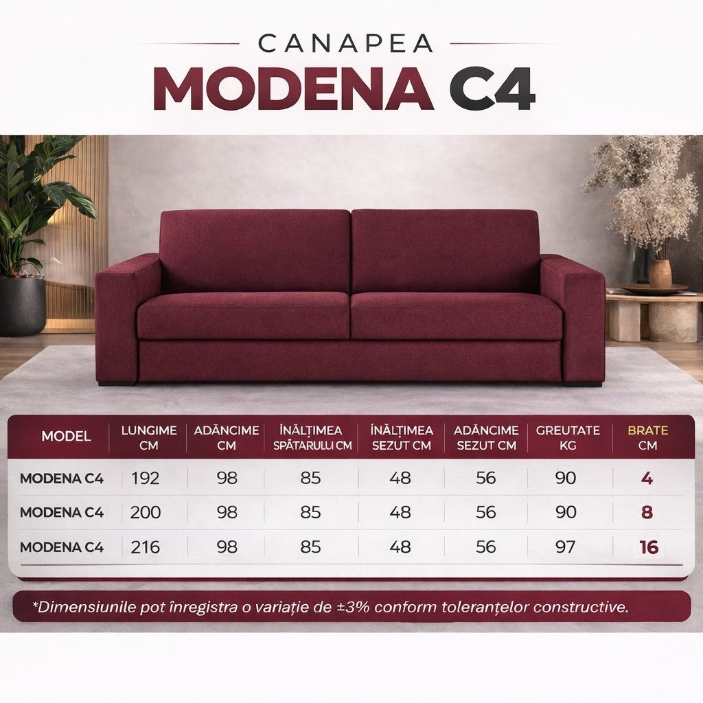 Canapea extensibila MODENA C4, cu saltea 160x190cm