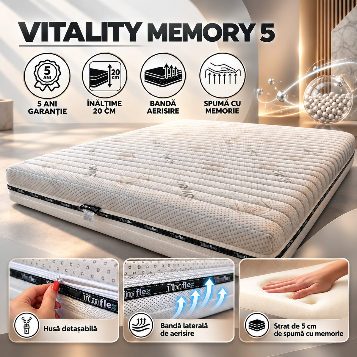 Saltea Vitality Memory 5 160x200, 20 cm - imagine 2