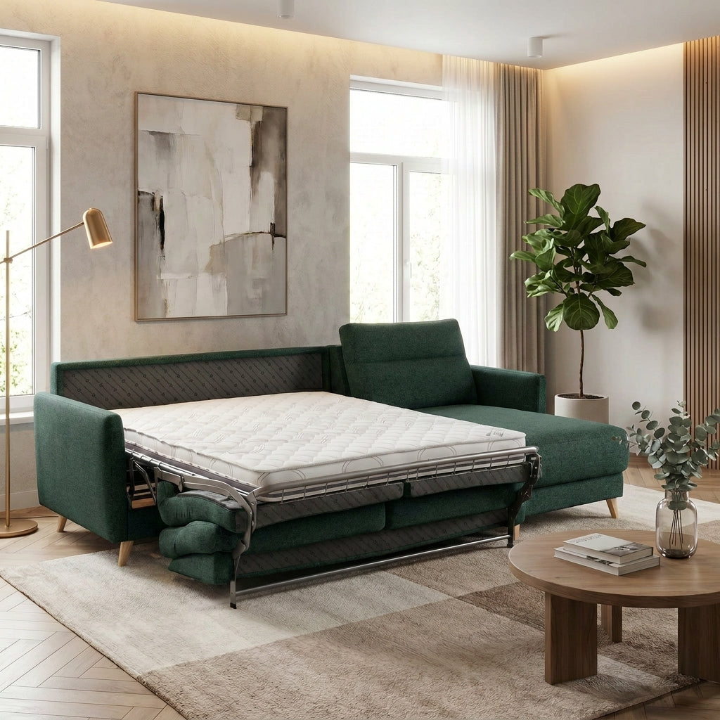 Colțar extensibil PAOLA 4 locuri cu saltea 140×190 cm, reversibil stânga/dreapta (C3+M)