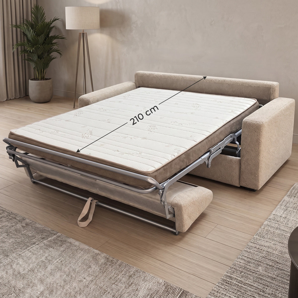 Canapea extensibilă PRIMA C2 deschisă, lungime 210 cm