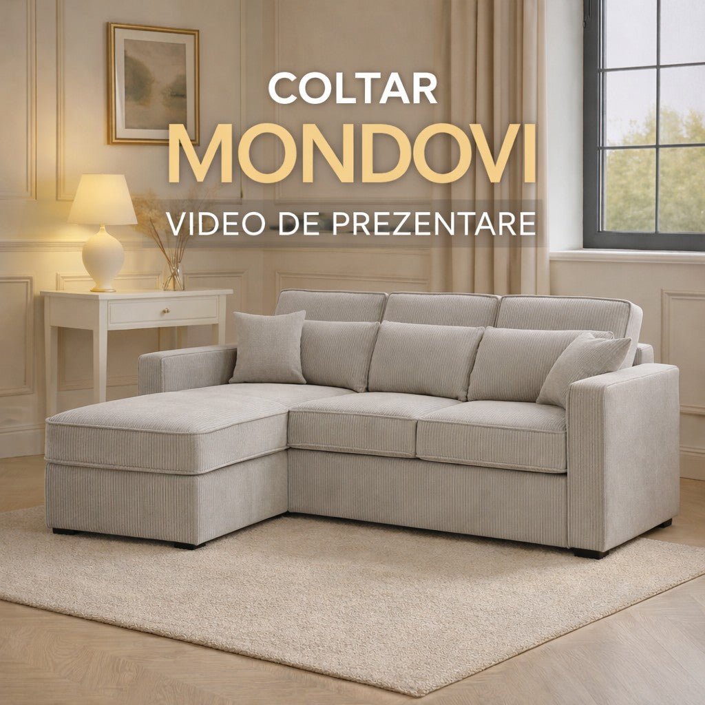 Colțar extensibil MONDOVI 3 locuri cu saltea 120×190 cm, reversibil stânga/dreapta (C2+M)