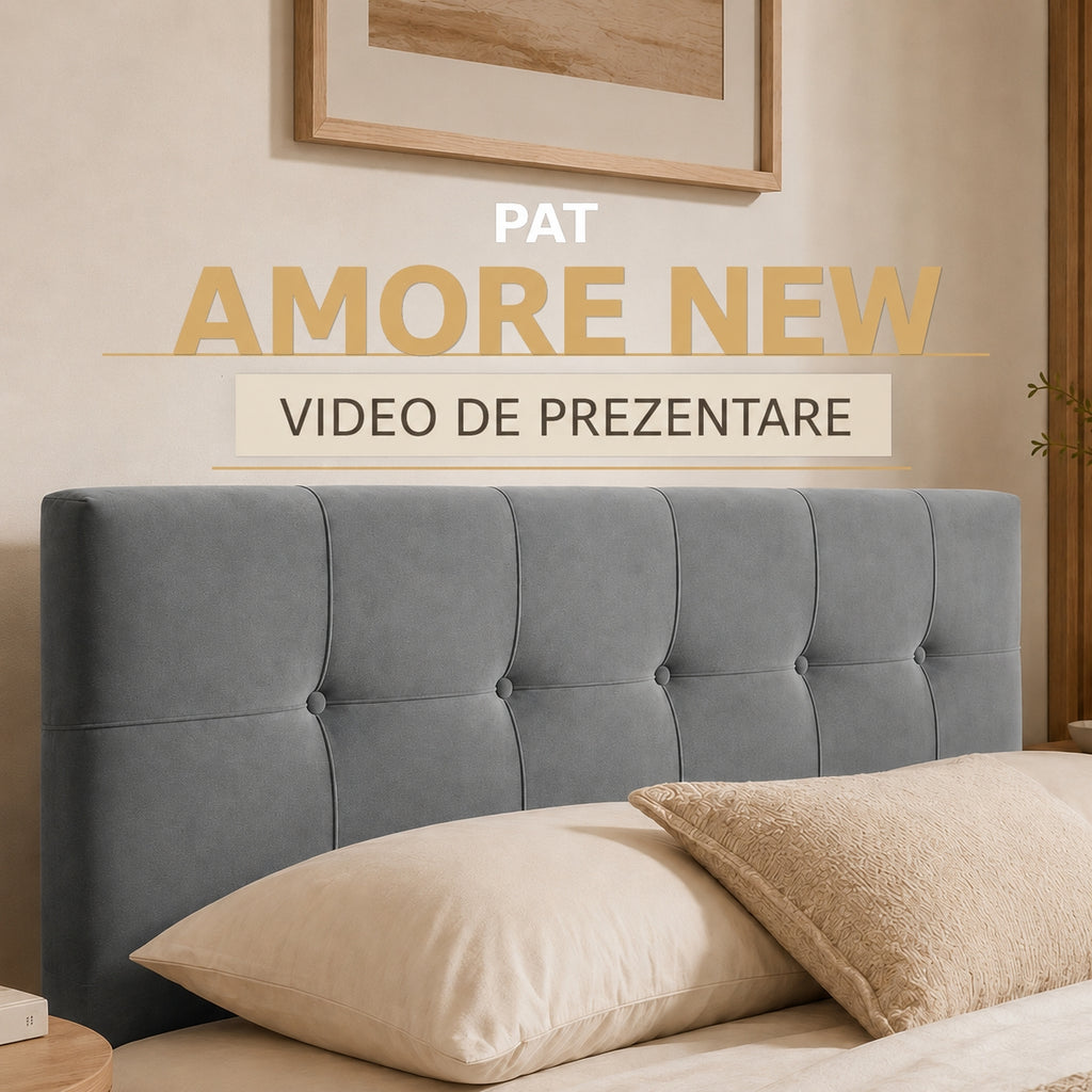 Pat tapițat rabatabil cu ladă de depozitare Amore New