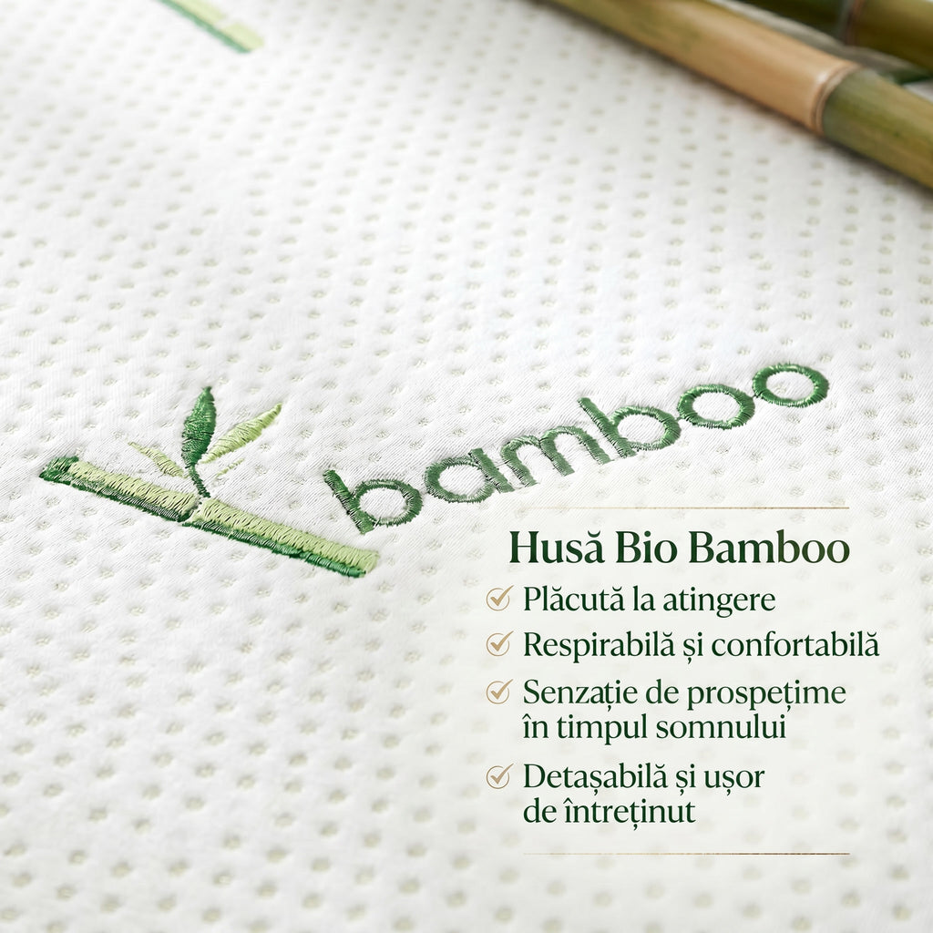 Topper Confort 5 cm cu Husă Detașabilă Bio Bamboo