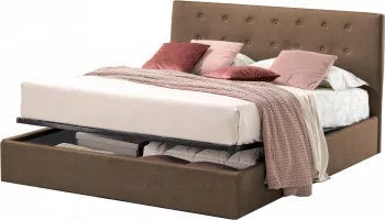 Pat tapițat rabatabil cu ladă de depozitare Abra Promo, Textil