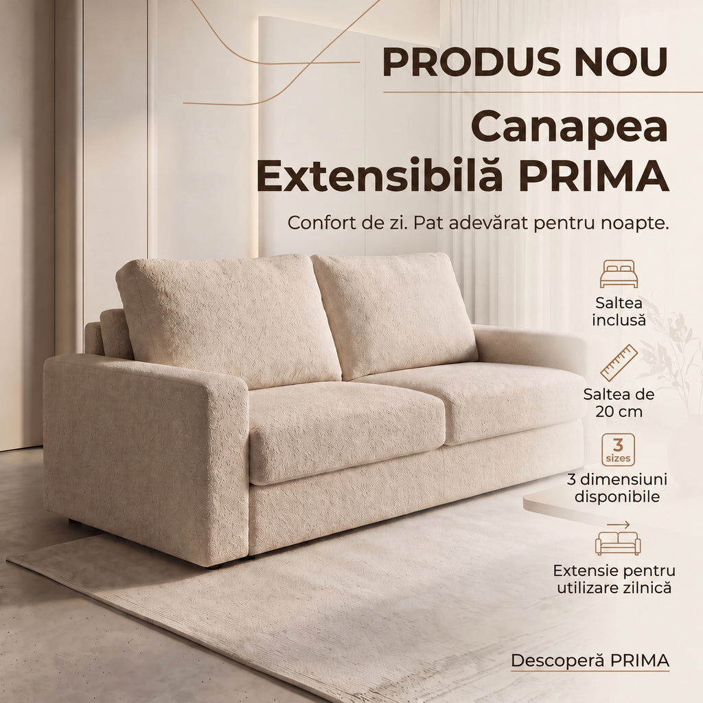 Canapea extensibilă PRIMA produs nou, salteaua inclusă