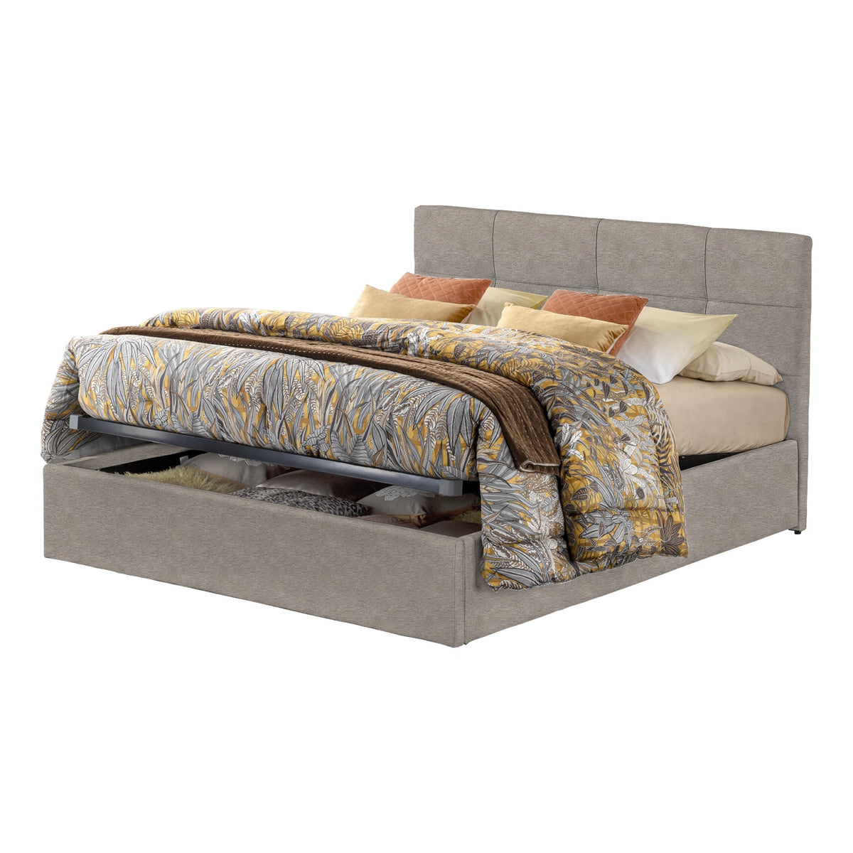 Pat tapițat rabatabil cu ladă de depozitare Giorno Promo, Textil